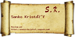Sanko Kristóf névjegykártya